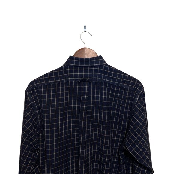 Vintage C.C.FILSON Mens Button-Down 100% Wool Shirt Blue Tan Plaid Sz L - Picture 6 of 9